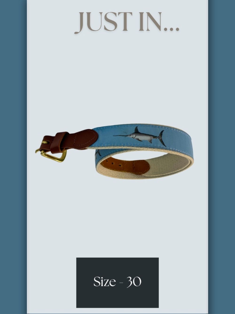 Leather Man Ltd Fish Embroidered Leather Belt in Blue & Brown Size 30 Casual